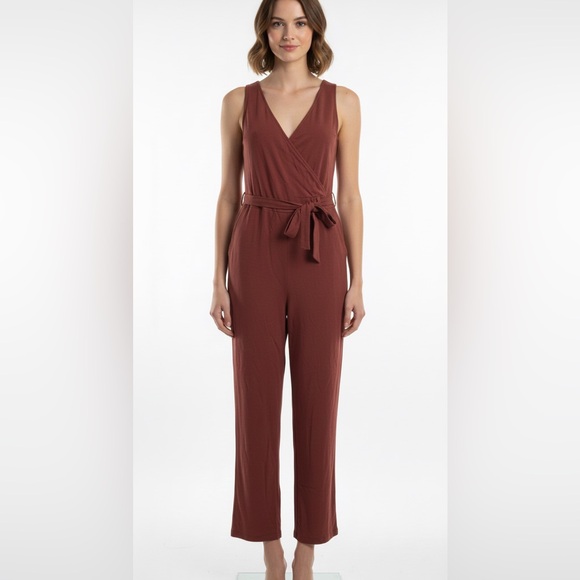 Vero Moda Pants - Vero Moda Sleeveless Wrap Jumpsuit Linen blend Waist Tie Women Large Office